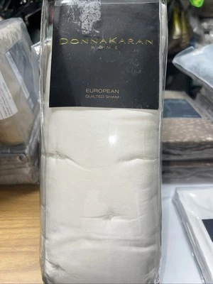 Donna Karan Essentials City Stripe Silk Quilted European Sham Ivory, NWT - Image 1 of 4