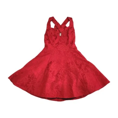 Vestido Gunne Sax Jessica McClintock Vintage Años 80/90 Rojo Brocado Mini Vamp Talla 5/6 Foto 1 de 4