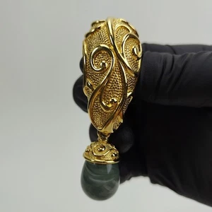 Jose Barrera for Avon Gold Tone Scroll Venetian Mist Marbled Drop Lucite Brooch - Picture 1 of 20