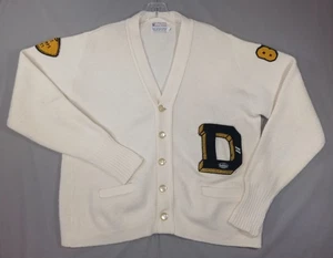 Vintage High School Sweater Mens 42 PRC Champs 1977 Letterman 70s Cardigan - Picture 1 of 13
