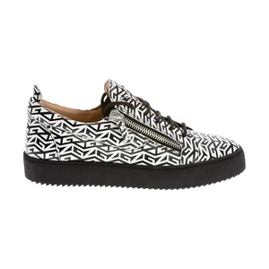 Giuseppe Zanotti London Double-Zip Leather Sneakers Black/White Size 43 440109 - Picture 1 of 6
