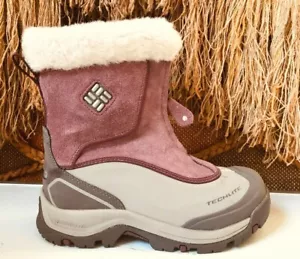 Botas para mujer Columbia impermeables a la nieve con piel sintética talla 6 gris/púrpura 2932 - Imagen 1 de 9