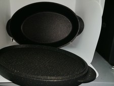 CASSERUOLA OVALE CON COPERCHIO doppio uso bistecchiera cm 32 pressofusione