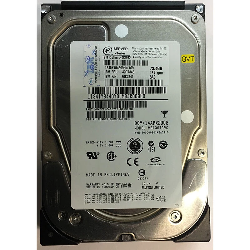 CA06778-B15900BA - Fujitsu 73GB 15K RPM SAS 3.5" HDD no tray - Image 1 of 1