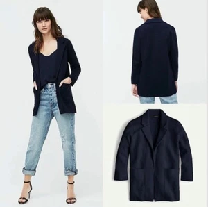 J.CREW Size XS Wool-blend open-front sweater-blazer NAVY Style J0244 - Picture 1 of 11