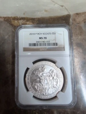 2010 P Boy Scouts of America Commemorative Silver Dollar NGC MS70 - Image 1 of 2