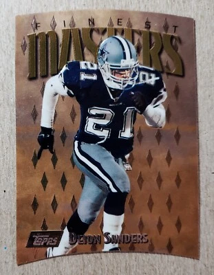 1997 Topps Finest Embossed Die Cut Deion Sanders #163 Dallas Cowboys Rare Gold - Image 1 of 2