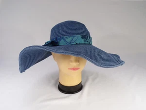 Vintage Damen OLE' AMERICA Sonnenhut blaue Schlappkrempe 100 % Naturfasern b23 - Bild 1 von 8