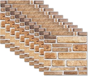 10 Pezzi 3D Pannelli Autoadesivi Da Parete,30X30Cm Carta Da Parati Effetto Pietr - Foto 1 di 12