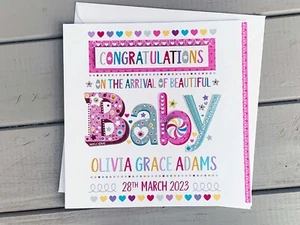 biglietto bimba nuovo personalizzato, BABY GIRL, card complimenti bimba idee - Foto 1 di 12