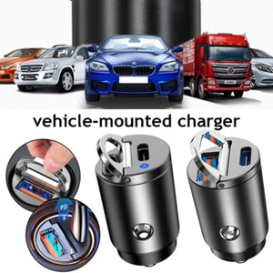 Dual USB Type-C PD Car Mini Charger 30W Fast Charge Adapter For iPhone Samsung - Photo 1 sur 12