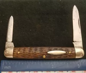 Schrade Cutlery Co. Equal End Pen Knife, 1904-1946, Old Green Bone Handles - Picture 1 of 5