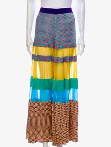 MISSONI Pristine Multi Colored Silk Wide Leg Striped Pants Size: S | US4 I IT40 - Picture 1 of 12