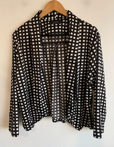 Crossroads Blazer Jacket Womens Plus Sz 20 Black White Check Open Front Lapel - Picture 1 of 11