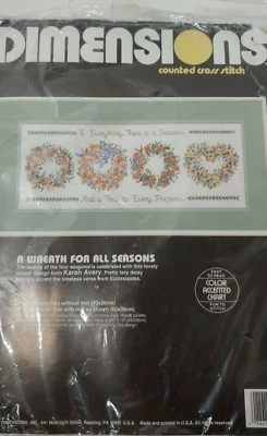 Dimensions Counted Cross Stitch INSTRUCTIONS Floss 3709 A Wreath For All Seasons - Image 1 of 4