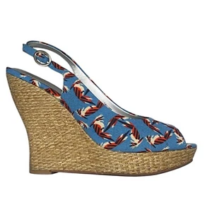 Audrey Brooke NAOMI Slingback Wedges in Blue Size 8 - Picture 1 of 8