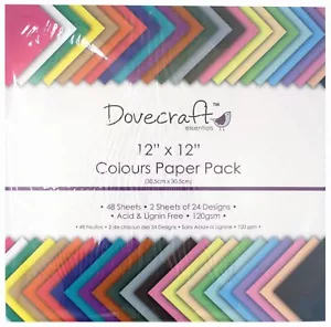 12 x 12" DOVECRAFT SCRAPBOOKING CRAFT PAPER ASSORTED COLOURS DECORATION TRDCDP59 - Picture 1 of 2