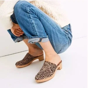Madewell ruby clog in dotted calf hair leopard MA526 - Picture 1 of 8