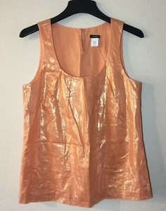 J Crew Orange Shiny Lightweight Summer Tank Top Linen Style Sz 2 CUTE! - Picture 1 of 10