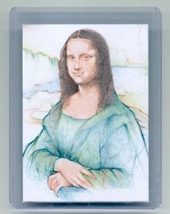 2015 LEONARDO DA VINCI ( MONALISA ) 1/1 MASTERPIECE ART SKETCH CARD ARTIST SIGN - Picture 1 of 2