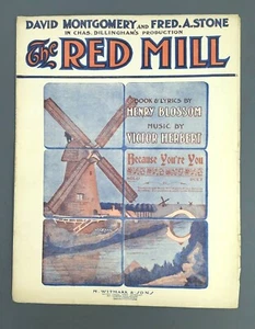 Red Mill Because You're You Vintage Sheet Solo Duet Music Blossom Herbert 1906 - Picture 1 of 4
