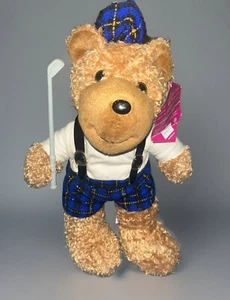 Vintage Kuddle Me Toys Kellytoy Scottish Brown Teddy Bear With Golf Club Plush - Picture 1 of 11