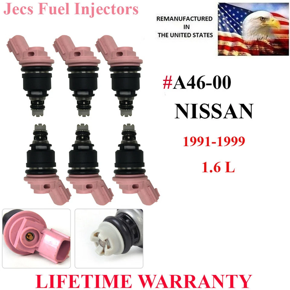 Juego de 6 inyectores de combustible originales Jecs Flow emparejados para Nissan Máxima 1993-94 3,0 L Foto 1 de 1