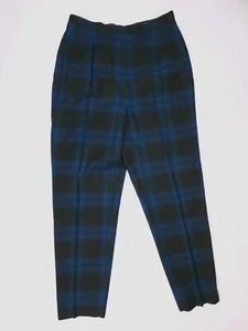 Highland Queen Vintage 60s Blue Tartan Plaid Wool High Waist Cigarette Pants S/M - Bild 1 von 16