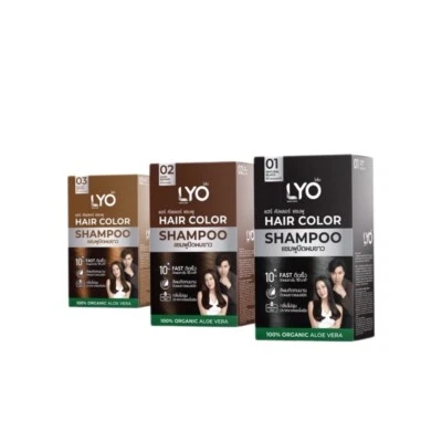 6x LYO Color de Cabello Champú Tinte Cubierta Gris Blanco 100% Orgánico Negro Marrón Dorado Foto 1 de 4