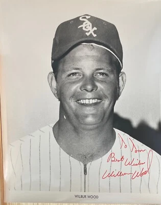 Foto firmada por Wilbur Wood Chicago White Sox 8x10 blanco y negro vintage 1973 Foto 1 de 2