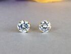 Solitaire 4 Prong Stud Earrings 0.4ct Round Cut Moissanite Yellow Gold Plated