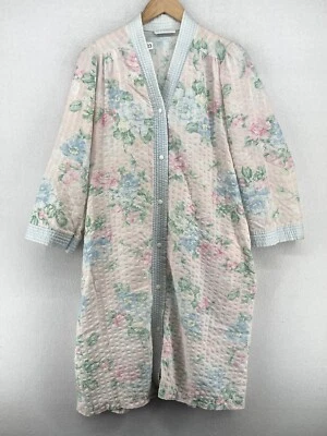 MISS ELAINE Bata M Floral Texturizado Peignoir Camisón Manga Larga Azul EE. UU. De Colección Foto 1 de 4