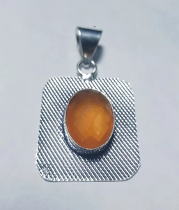 Orange Onyx Gemstone Handmade Fashion Jewelry Pendent Cts 27 S 1.5 Inch "A4712 - Picture 1 of 5