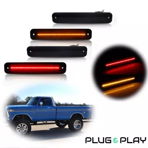 4x Smoked LED Front & Rear Side Marker Lights For 73-79 Ford F100 F150 F250 F350 - Foto 1 di 11
