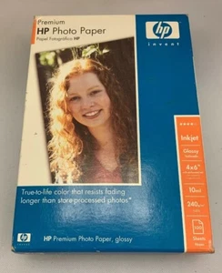 Papier fotograficzny HP Q1990A Premium 4x6 błyszczący 10 mil 64 lb 100 arkuszy 95% kompletny - Zdjęcie 1 z 3