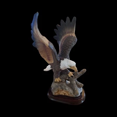 Eagle In Flight — Porcelain With Wood Base — 6 1/2” Height - Image 1 of 3