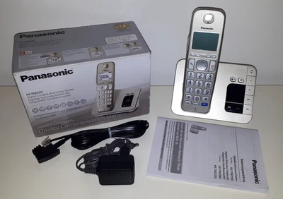 Panasonic KX-TGE220GN Großtasten Schnurlostelefon Anrufbeantworter Champagner - Bild 1 von 4