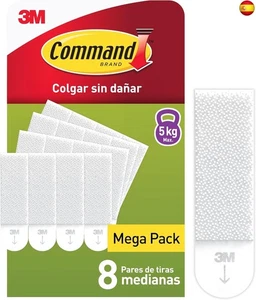 Command Tiras Adhesivas para Colgar Cuadros, Pack de 8 x 2 Tiras Blancas - Imagen 1 de 20