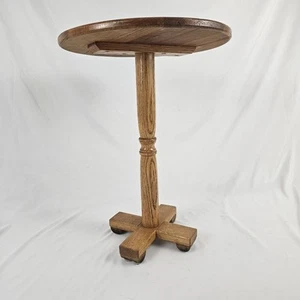 Vintage Pedestal Plant Table Fern Stand Solid Oak Wood Arts & Crafts Americana - Picture 1 of 10