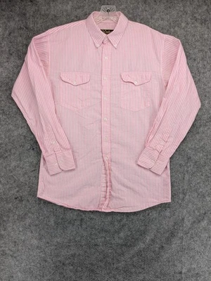 Camisa Walls Ranch Wear Para Hombres Mediana Rosa Blanca Rayas Perla Occidental Algodón a Presión Foto 1 de 4