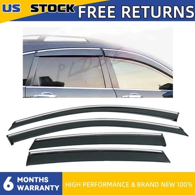 4x Smoke w/ Chrome Trim Vent Shade Window Visors Fit 07-11 Honda CRV CR-V RE Foto 1 de 4