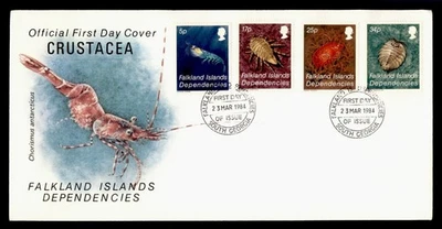 DR WHO 1984 FALKLAND ISLANDS SOUTH GEORGIA FDC CRUSTACEA CACHET COMBO M61461 - Image 1 of 2