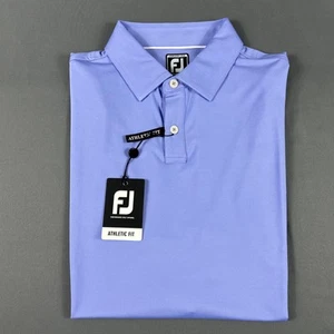 FootJoy Golf Shirt Polo Solid Lisle Self Collar Athletic Fit Large Blue Violet - Picture 1 of 5