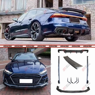 Alerón alerón faldón lateral difusor trasero labio delantero carbono seco para Audi S7 2020-2025 Foto 1 de 4