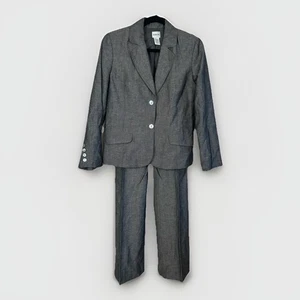 Neu mit Etikett Chicos Leinenmischung grau Blazer Hosenanzug bequeme Passform Damen Tall Medium 1 - Bild 1 von 10