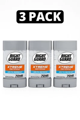 3 Gel desodorante antitranspirante Right Guard Xtreme Defense Arctic Refresh 4 oz Ea Foto 1 de 2