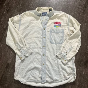 Vintage DuPont Automotive Racing Denim Button Up Shirt Mens Large Workwear - Picture 1 of 6