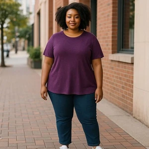 Lane Bryant Perfect Sleeve Tee Women's Maroon Sparkle Soft T-shirt 14/16 EUC - Imagen 1 de 7