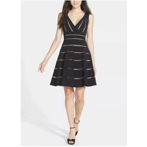 JS COLLECTIONS Ottoman Sleeveless Fit & Flare Cocktail Mini Dress Black Size 6 - Picture 1 of 12