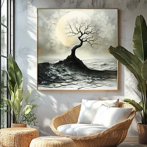 Leinwand Bild Landschaft Baum Modernes Gemälde Wandbilder XXL Wohnzimmer 7735A - Bild 1 von 8